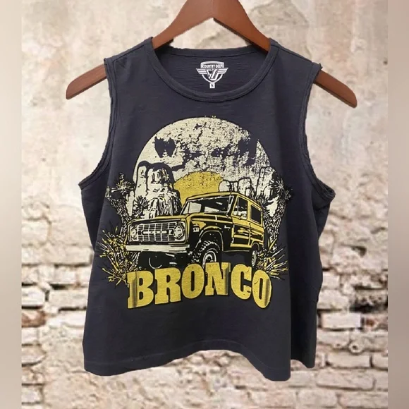 NWT Country Deep Bronco Muscle Crop Graphic Tank Top Tee - Picture 7 of 7
